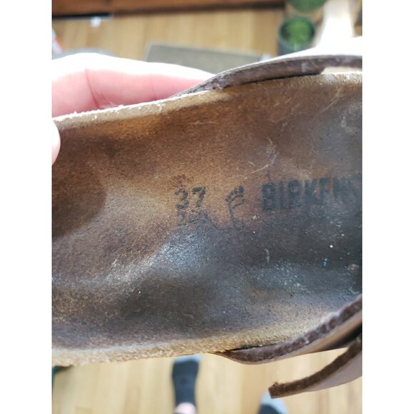 Birkenstock Mayari Grey Leather Sandals Size 37 US 6.5 - Picture 6 of 6